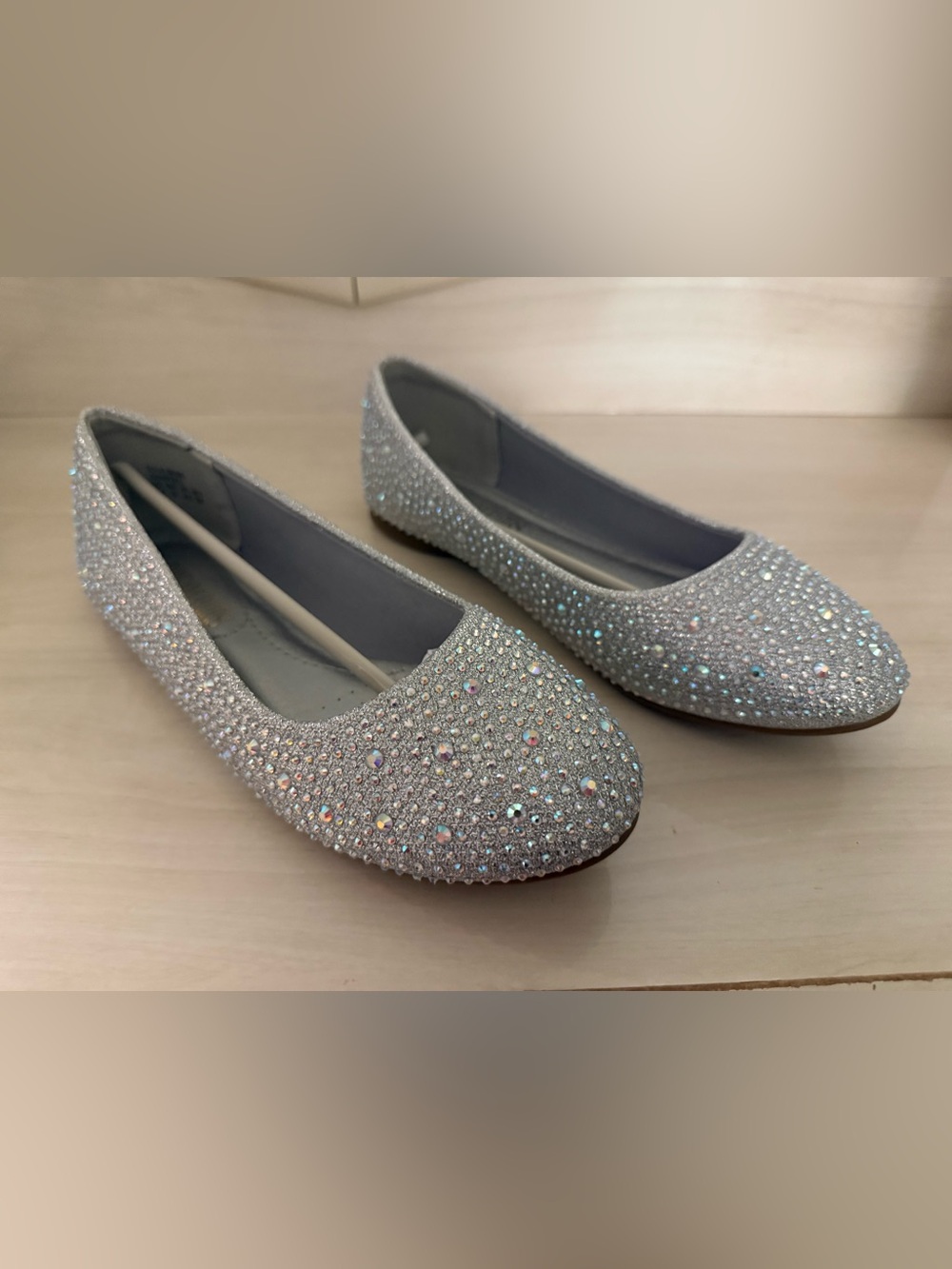 Dream Pairs Silver Sparkle Rhinestone Ballet Flats